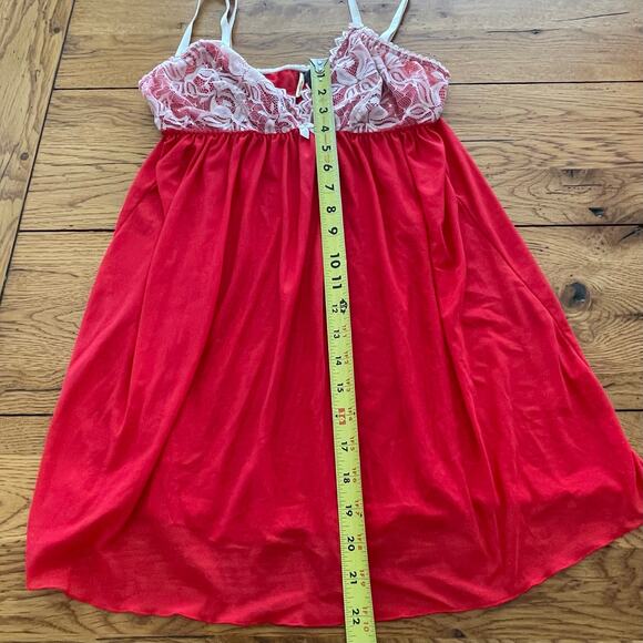 Tart Noir Feminine Sheer Babydoll Lingerie Red Sz L Pink Dainty Bow Adjustable - Picture 5 of 8